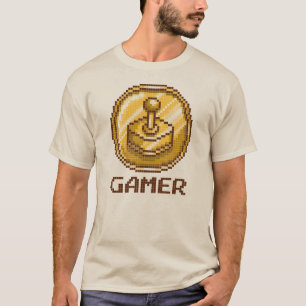 Camiseta Emblema de Joystick Gamer Pixel - Juegos Retro