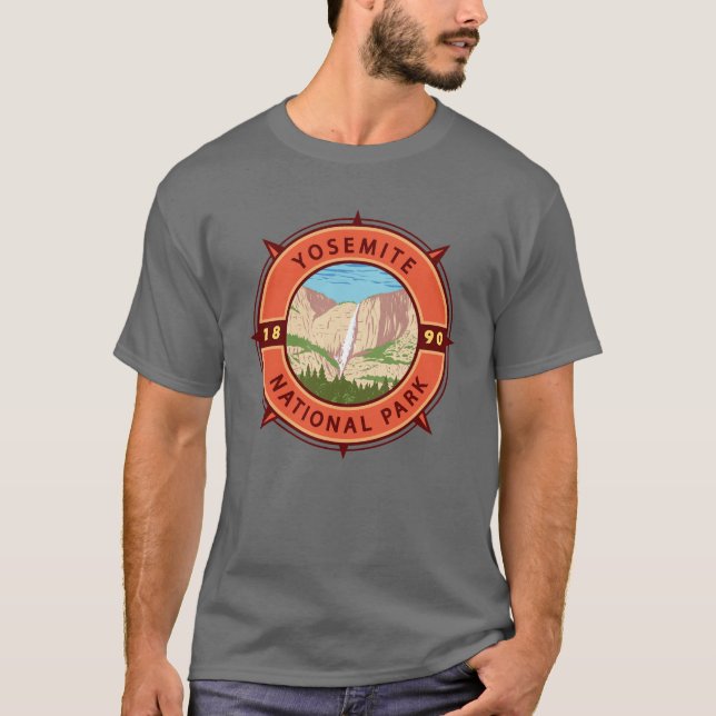 Camiseta Emblema de la brújula retro del Parque Nacional Yo (Anverso)