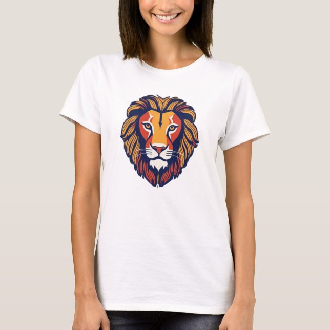 Camiseta Emblema de león geométrico cósmico (Anverso)