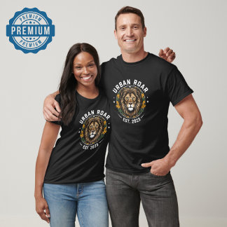 Camiseta Emblema de león urbano - Diseño audaz de la corona