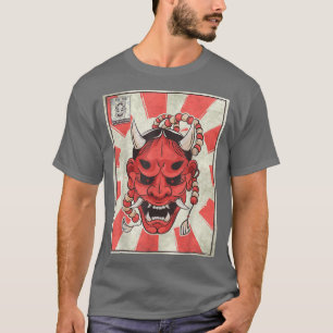 Camiseta Emblema de Oni Máscara de Demon Yokai Estampado de
