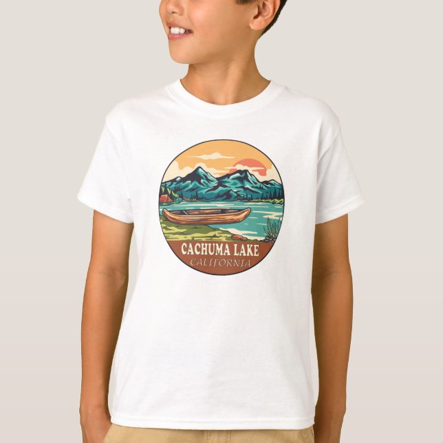 Camiseta Emblema de pesca en bote de Cachuma Lake Californi (Anverso)