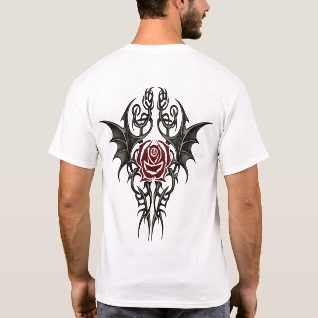 Camiseta Emblema de Rosa Tribal (Reverso)