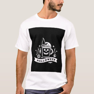 Camiseta Emblema de taza de café de cráneo de Halloween min