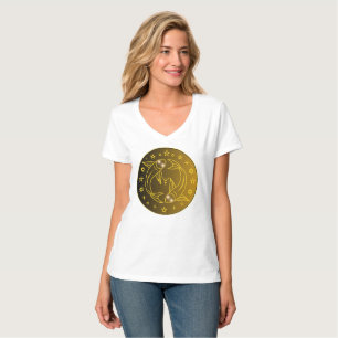 Camiseta Emblema de Zodíaco Piscis Símbolo Celestial Míni