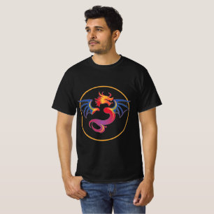Camiseta Emblema del dragón volador colorido