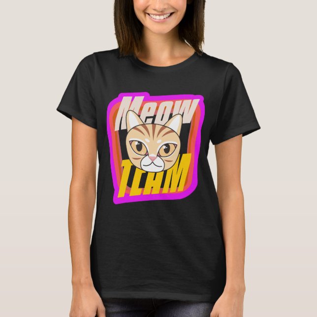 Camiseta Emblema del gato lindo de Meow Team (Anverso)