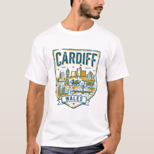 Camiseta Emblema del horizonte y el castillo de Cardiff, Ga