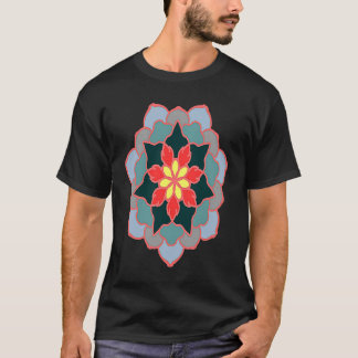 Camiseta Emblema floral colorido de mandala