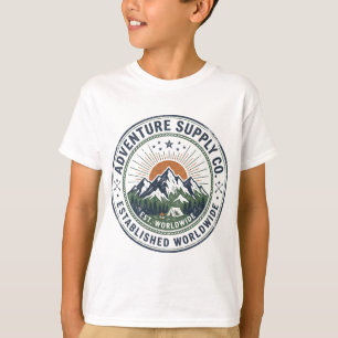 Camiseta Emblema Retro de Aventura en la Montaña al Aire Li