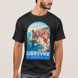 Camiseta Emblema retro de viaje de Dubrovnik Croacia