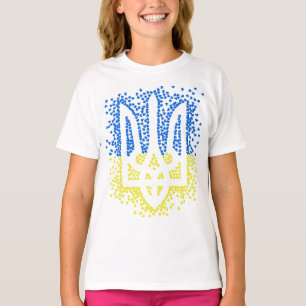Camiseta Emblema ucraniano trident tryzub esparce corazones