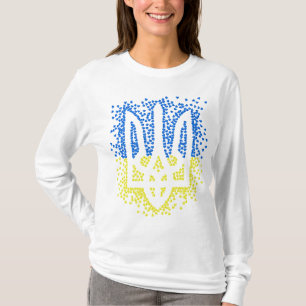 Camiseta Emblema ucraniano trident tryzub esparce corazones