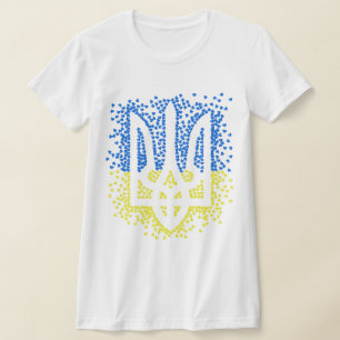 Camiseta Emblema ucraniano trident tryzub esparce corazones
