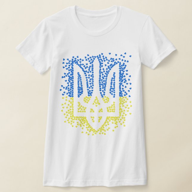 Camiseta Emblema ucraniano trident tryzub esparce corazones (Distribución)