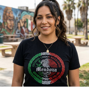 Camiseta emblemática de México con apellido Mendoz