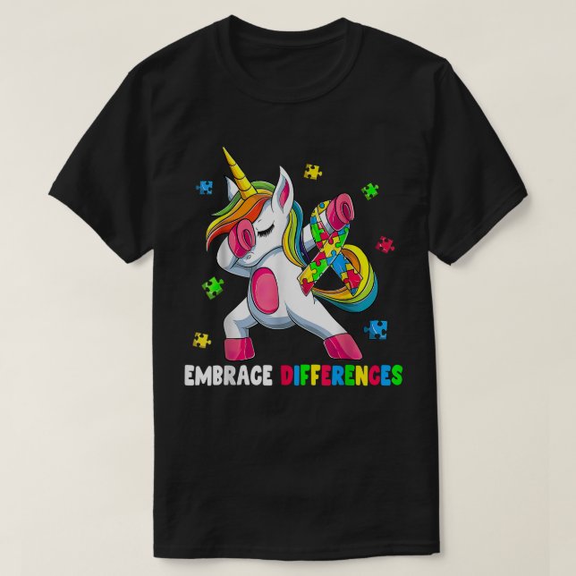 Camiseta Embrace Differences Unicorn - Embrace ADHD Autism  (Diseño del anverso)