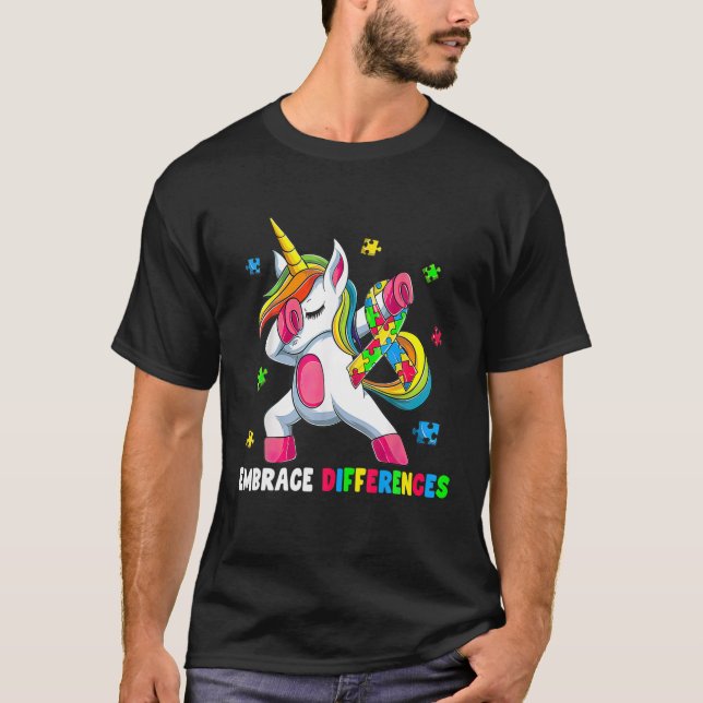 Camiseta Embrace Differences Unicorn - Embrace ADHD Autism (Anverso)