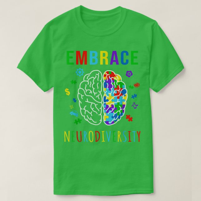 Camiseta Embrace Neurodiversity ADHD Austism ASD Awareness  (Diseño del anverso)