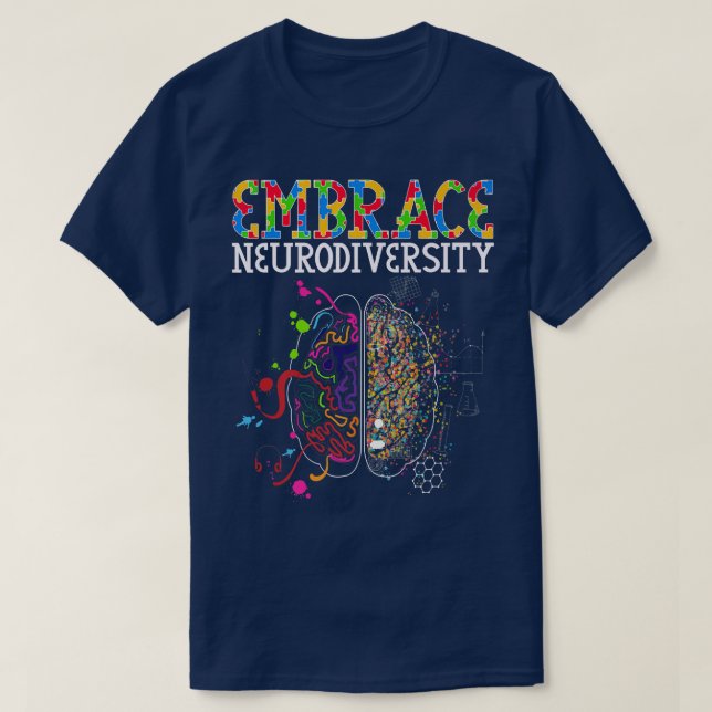 Camiseta Embrace Neurodiversity Brain ADHD Autism Awareness (Diseño del anverso)