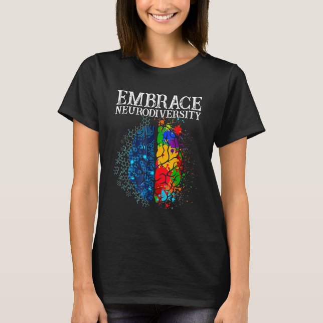 Camiseta Embrace Neurodiversity Brain ADHD Autism Awareness (Anverso)