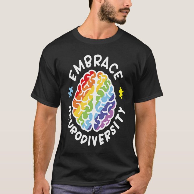 Camiseta Embrace Neurodiversity Brain Autism Awareness Puzz (Anverso)