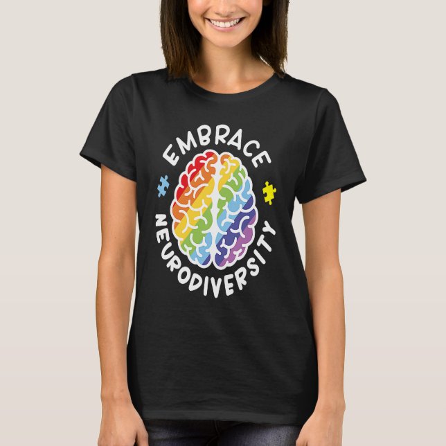 Camiseta Embrace Neurodiversity Brain Autism Awareness Puzz (Anverso)