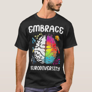 Camiseta Embrace Neurodiversity Colorful Brain Autism Aware
