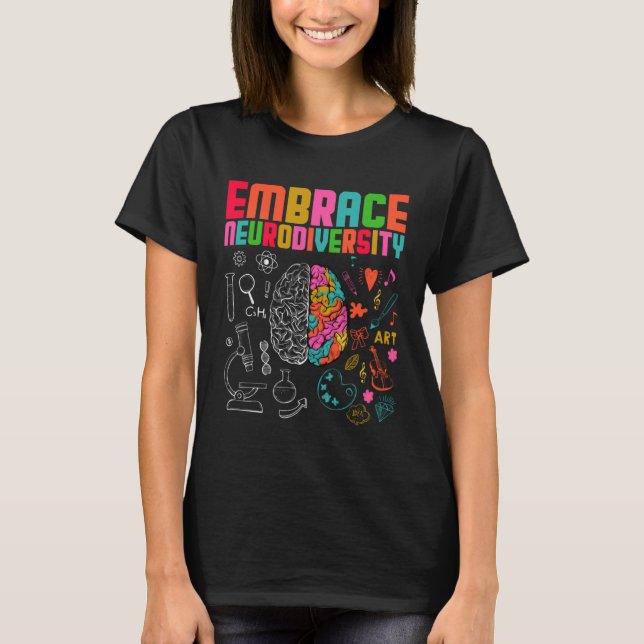 Camiseta Embrace Neurodiversity Rainbow Brain Autism Awaren (Anverso)