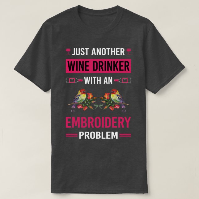 Camiseta Embroider de bebedor de vino (Diseño del anverso)