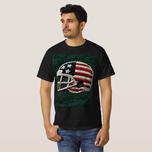 Camiseta Embroidered American football helmet on dark green (Anverso completo)