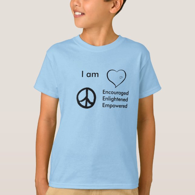 Camiseta embroma paz del corazón de la camiseta, yo son, (Anverso)