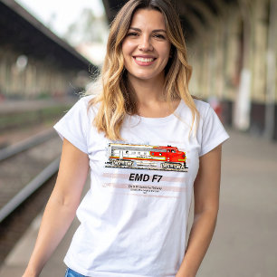 Camiseta EMD F7 Santa Fe Warbonnet con bandera americana.