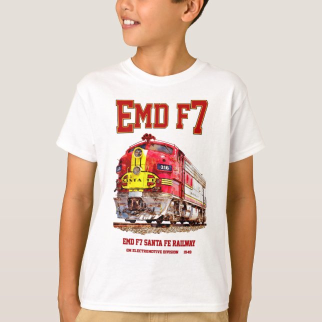Camiseta EMD F7 Santa Fe Warbonnet Diesel Locomotive. (Anverso)