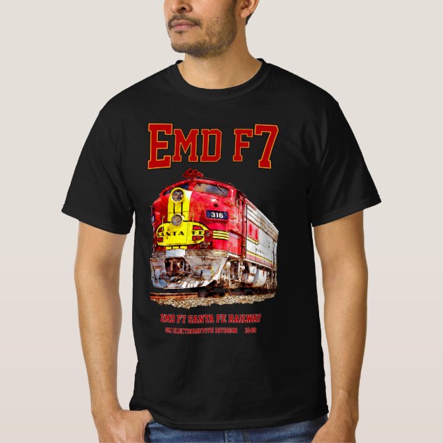 Camiseta EMD F7 Santa Fe Warbonnet Diesel Locomotive. (Anverso)