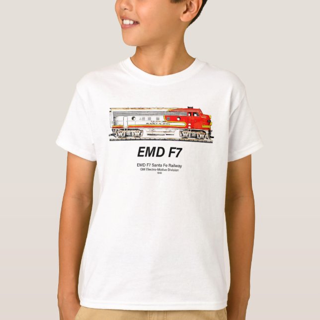 Camiseta EMD F7 Santa Fe Warbonnet Diesel Locomotive. (Anverso)