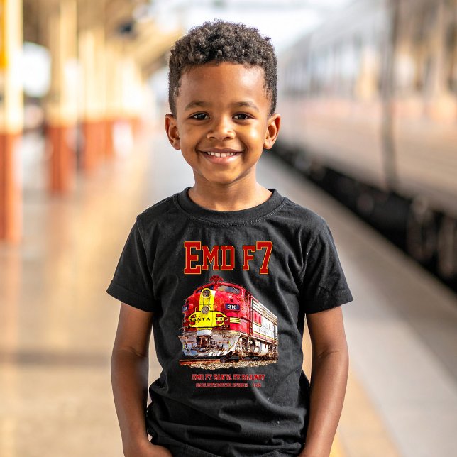 Camiseta EMD F7 Santa Fe Warbonnet Diesel Locomotive. (EMD F7 Santa Fe Warbonnet Diesel Locomotive. Boy Basic T-Shirt)