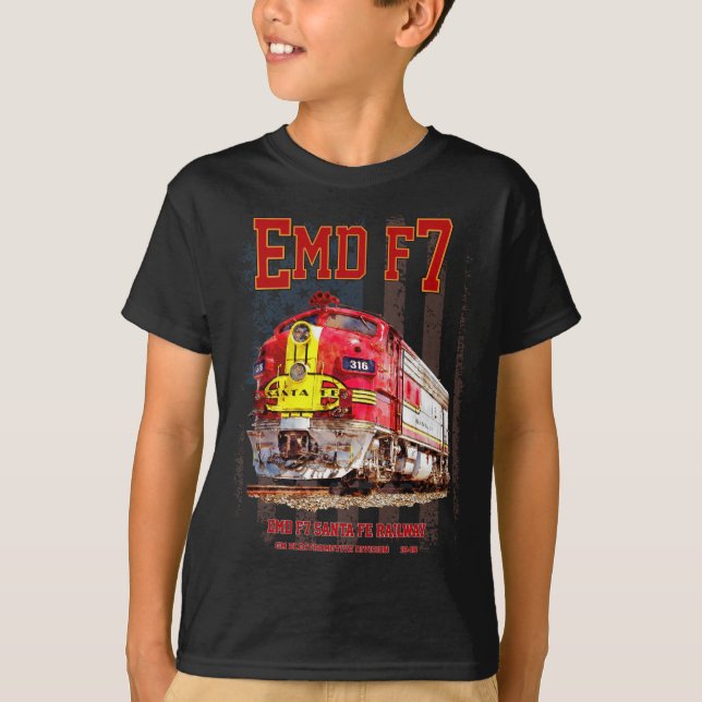 Camiseta EMD F7 Santa Fe Warbonnet with American Flag. (Anverso)