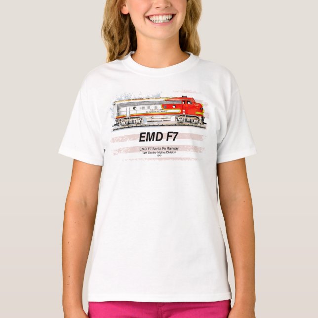 Camiseta EMD F7 Santa Fe Warbonnet with American Flag. (Anverso)