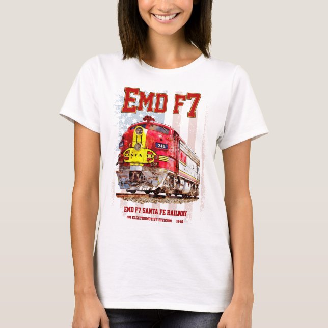 Camiseta EMD F7 Santa Fe Warbonnet with American Flag. (Anverso)