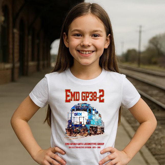 Camiseta EMD GP38-2 Locomotora diesel GATX azul y blanco (EMD GP38-2 Diesel Locomotive GATX blue and white. Girl Basic T-Shirt)