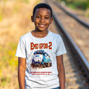 Camiseta EMD GP38-2 Locomotora diesel GATX azul y blanco