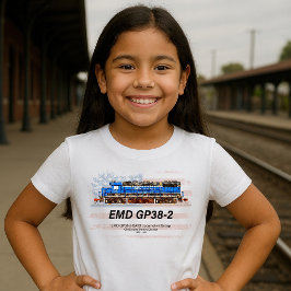 Camiseta EMD GP38-2 Locomotora diesel y bandera estadounide