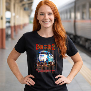 Camiseta EMD GP38-2 Locomotora diesel y bandera estadounide