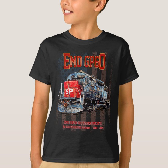 Camiseta EMD GP60 Locomotora Diesel y bandera estadounidens (Anverso)