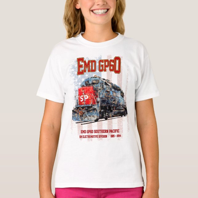 Camiseta EMD GP60 Locomotora Diesel y bandera estadounidens (Anverso)