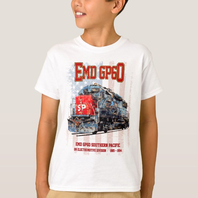 Camiseta EMD GP60 Locomotora Diesel y bandera estadounidens (Anverso)