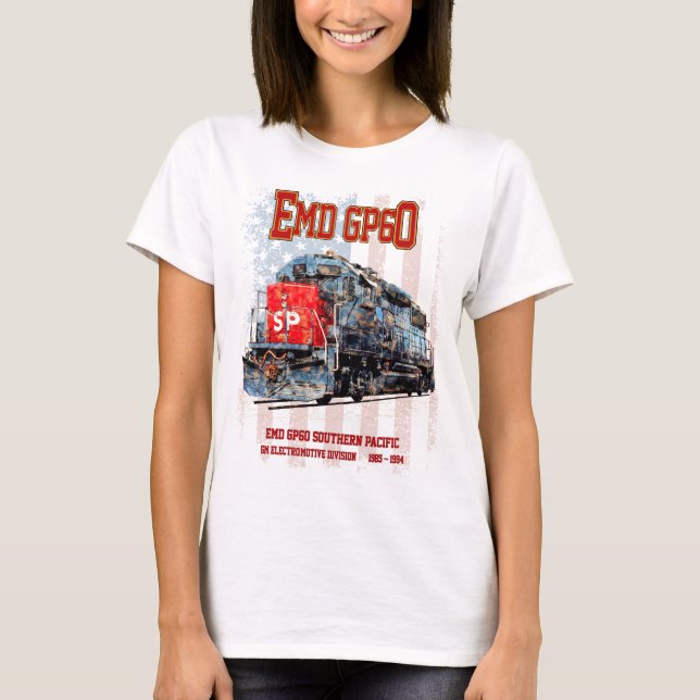 Camiseta EMD GP60 Locomotora Diesel y bandera estadounidens (Anverso)
