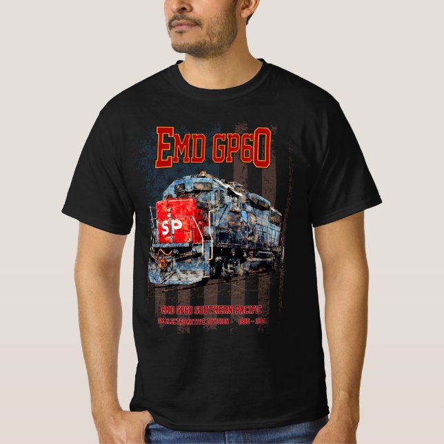 Camiseta EMD GP60 Locomotora Diesel y bandera estadounidens (Anverso)