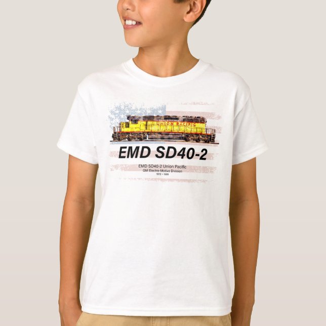 Camiseta EMD SD40-2 Locomotora Diesel. Bandera estadouniden (Anverso)